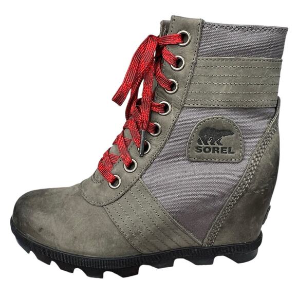 Sorel Women’s Lexie Brown Leather Wedge Ankle Boots Size Size US 7 - Picture 3 of 10